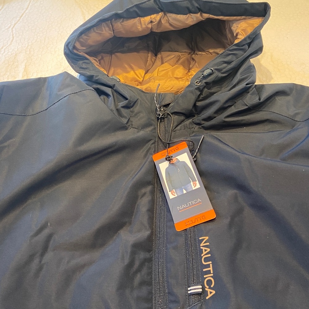 Nautica Men's Navy Hooded winter/ spring coat - Picture 3 of 13